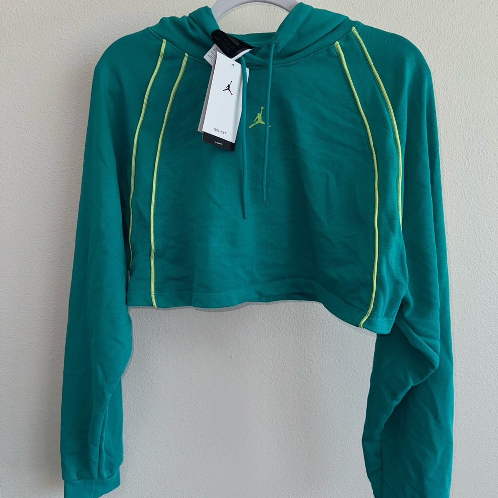 Nike Jordan Teal Hoodie with Yellow Stitching